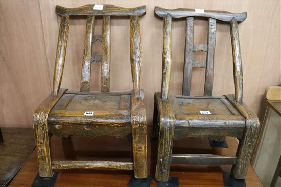 Two Chinese low childs chairs